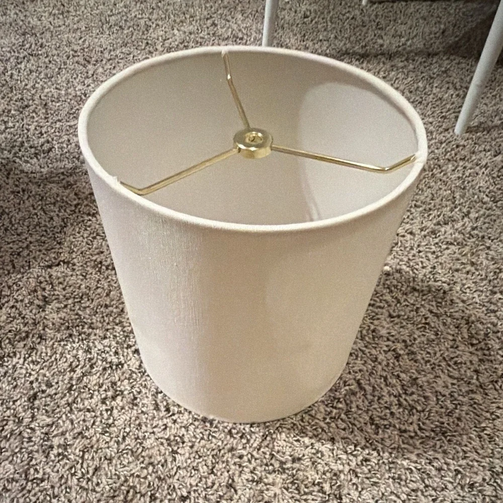 White Drum Lamp Shade Solid Color Fabric & Metal w/ Metal Spider Fitter